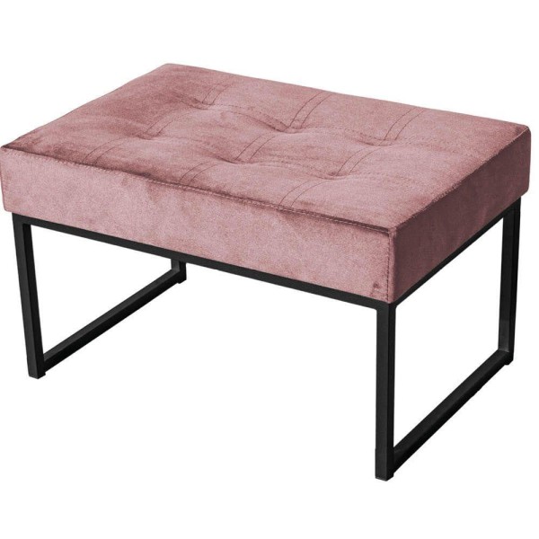 Encontraproduto.com.br - Puff Banqueta Retangular Karina Sala Estar Preto/veludo Cor:rose