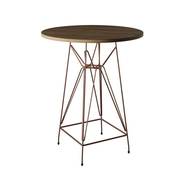 Encontraproduto.com.br - Jogo Mesa Bistrô Eames Tampo Amêndoa 60Cm 2 Banquetas Branca Base Ferro Cobre - Cor: Amendoa