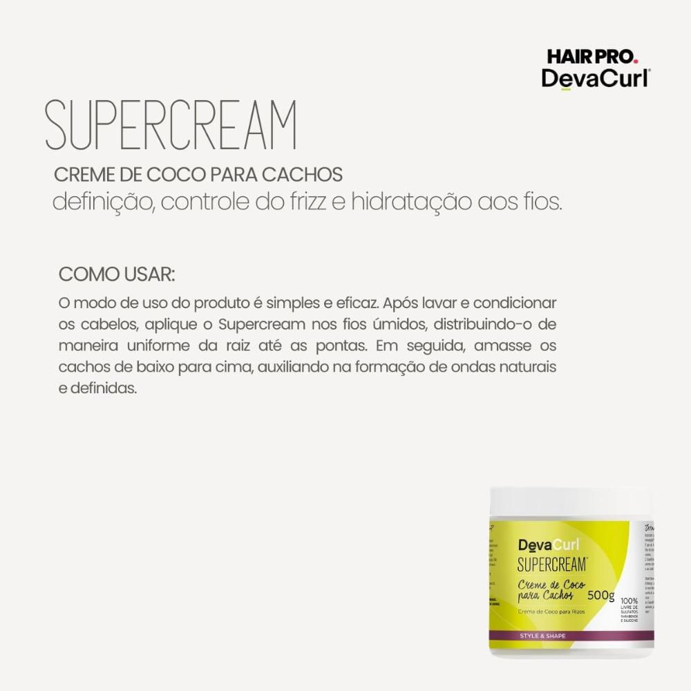 Encontraproduto.com.br - Kit Deva Curls Duo SuperCream Creme de Cocos para Cachos 500g + Escova
