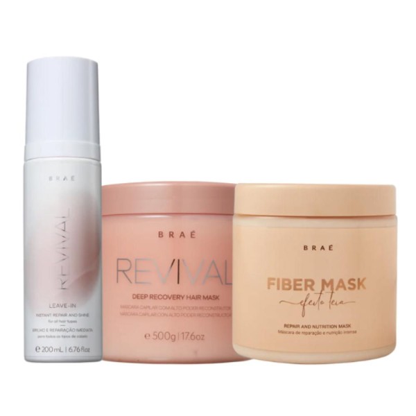 Encontraproduto.com.br - Kit Braé Revival Duo Mask Fiber Leave-in Reconstrutor