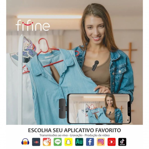 Encontraproduto.com.br - Microfone De Lapela Sem Fio Fifine M6 Para Celular Android