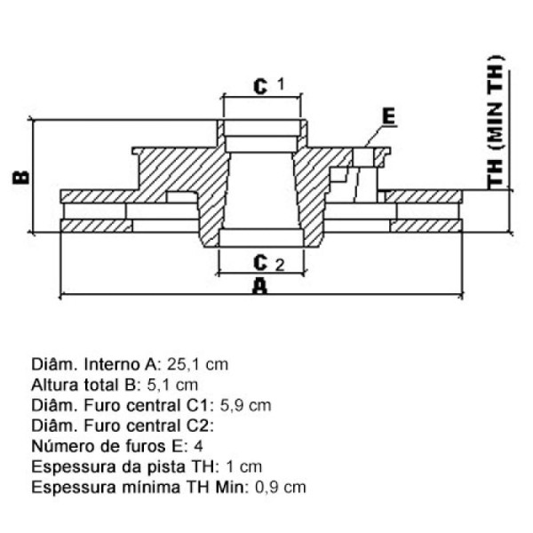 Encontraproduto.com.br - Disco Freio Fiat Tempra 1995 a 1999 - 161034 - D25B