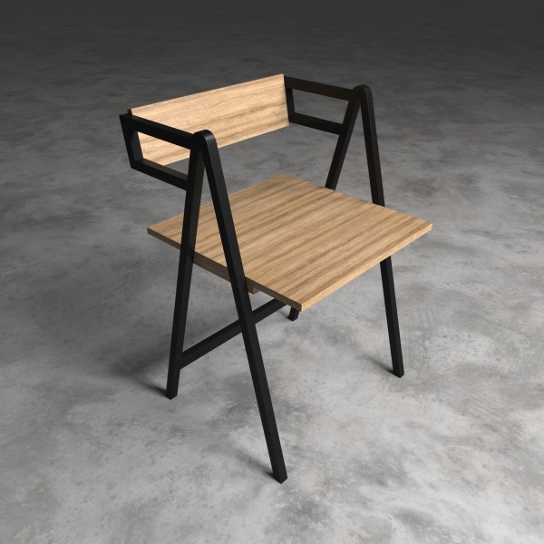 Encontraproduto.com.br - Mesa De Jantar Industrial Metal e Madeira| Tam: 120x90cm | Cor: Lâmina Com Cadeira Lâmina| Mod: Tolix + Tomista