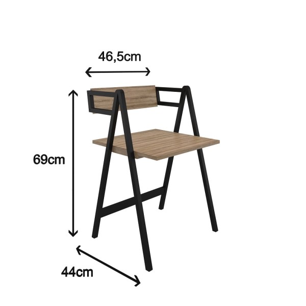 Encontraproduto.com.br - Mesa De Jantar Industrial Metal e Madeira| Tam: 120x90cm | Cor: Lâmina Com Cadeira Lâmina| Mod: Tolix + Tomista