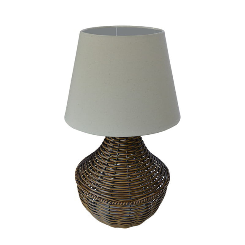 Abajur de mesa Junco Avelã Cúpula Bege