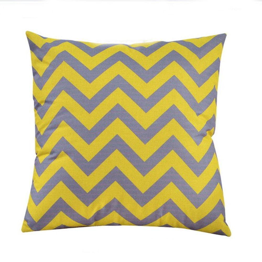 Almofada Chevron Amarelo Cinza Sala Quarto 40x40 Enchimento