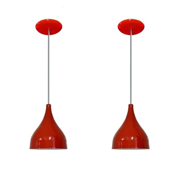 Luminárias Pendentes Balcão 2 Un Vermelho