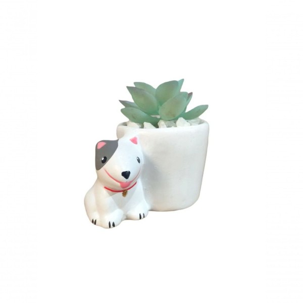Vaso Jardim Cachepo Pitbull Cinza Cerâmica 5,2 Cm Diâmetro