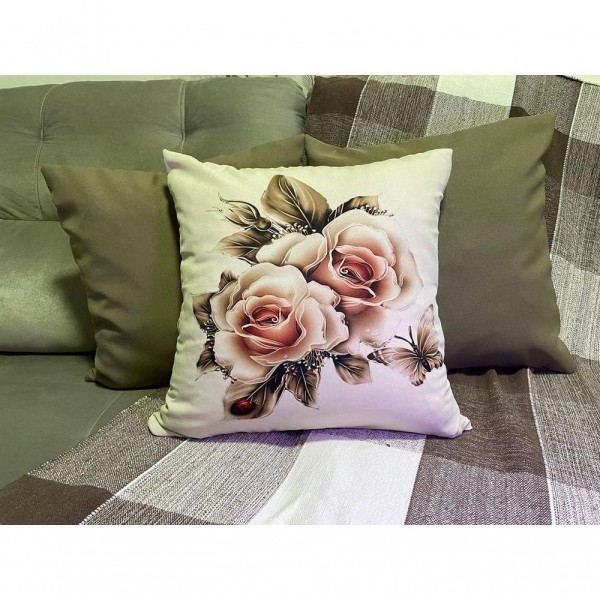 Encontraproduto.com.br - Capas Almofadas Sala Quarto 1 Flor 2 Verdes Zíper 45x45 3 Un