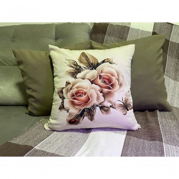 Encontraproduto.com.br - Capas Almofadas Sala Quarto 1 Flor 2 Verdes Zíper 45x45 3 Un