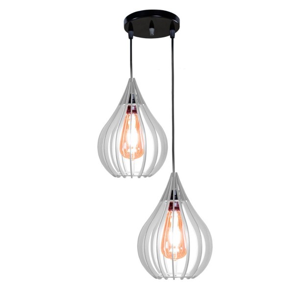 Encontraproduto.com.br - Luminária Teto Lustre Pendente Balcão Cozinha Sala Duplo Cor:branco