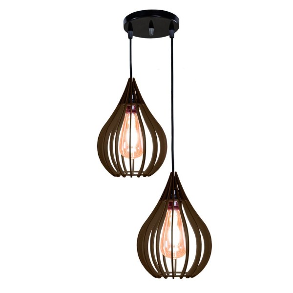 Encontraproduto.com.br - Luminária Teto Lustre Pendente Balcão Cozinha Sala Duplo Cor:chocolate