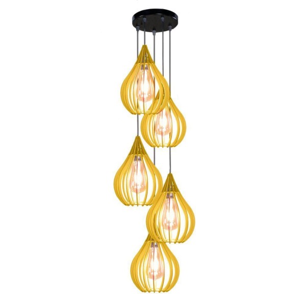 Luminária Teto Lustre Pendente Balcão Cozinha Sala 5 Chile Cor:amarelo4