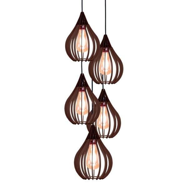 Encontraproduto.com.br - Luminária Teto Lustre Pendente Balcão Cozinha Sala 5 Chile Cor:chocolate
