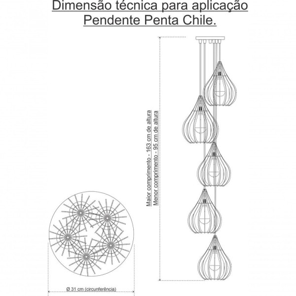 Encontraproduto.com.br - Luminária Teto Lustre Pendente Balcão Cozinha Sala 5 Chile Cor:rosa