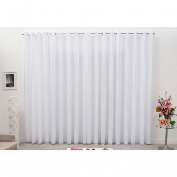 Encontraproduto.com.br - Cortina 3,00x2,50 Sala Quarto Cozinha Voil Blackout Tecido Cor:xadrez Branco