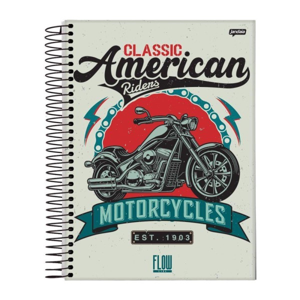 Encontraproduto.com.br - Caderno Espiral 1/4 Capa Dura Flow 80fls