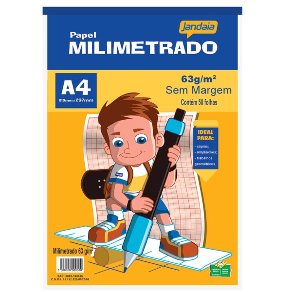 Bloco Milimetrado A4 s/mg 63g 50fl Jandainha Basic