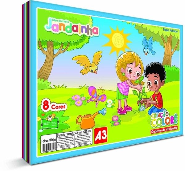 Encontraproduto.com.br - Bloco Criativo 8 Cores A3 Jandainha 32 Folhas