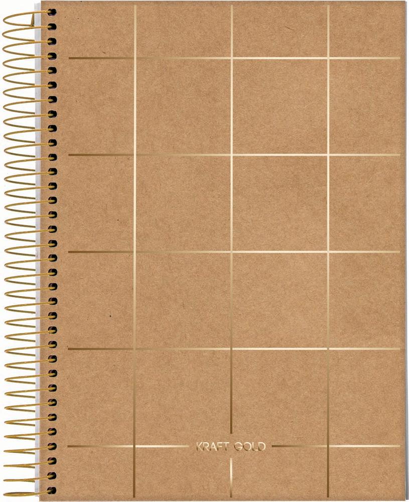 Caderno Colegial 1 Matéria 80 Folhas Kraft Gold