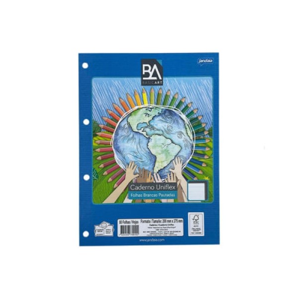 Caderno Universitário Uniflex 80 Folhas Basic Art  - Jandaia