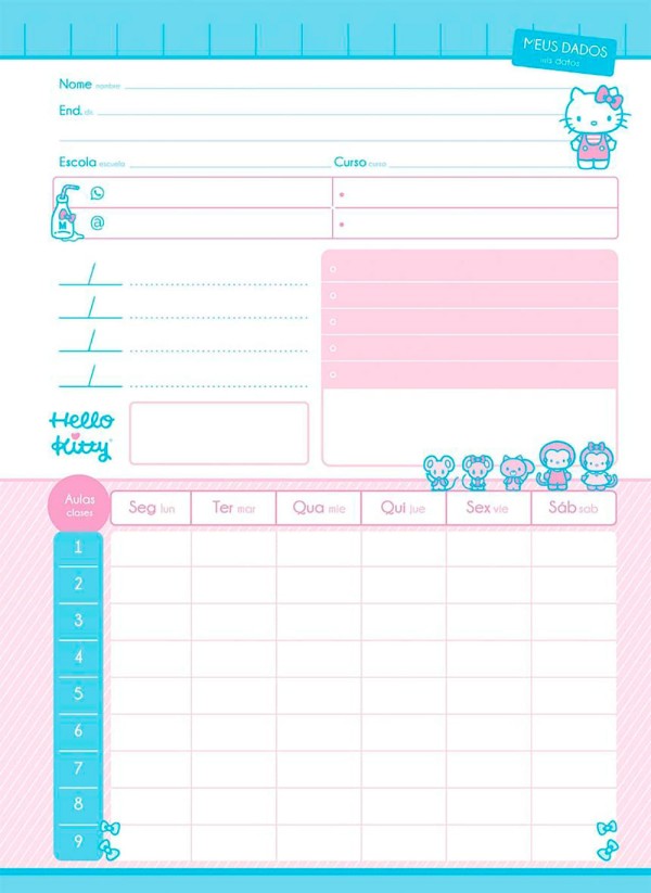 Encontraproduto.com.br - Caderno Espiral Univ CD 1 Matéria 80Fls Hello Kitty Fundo Azul Jandaia