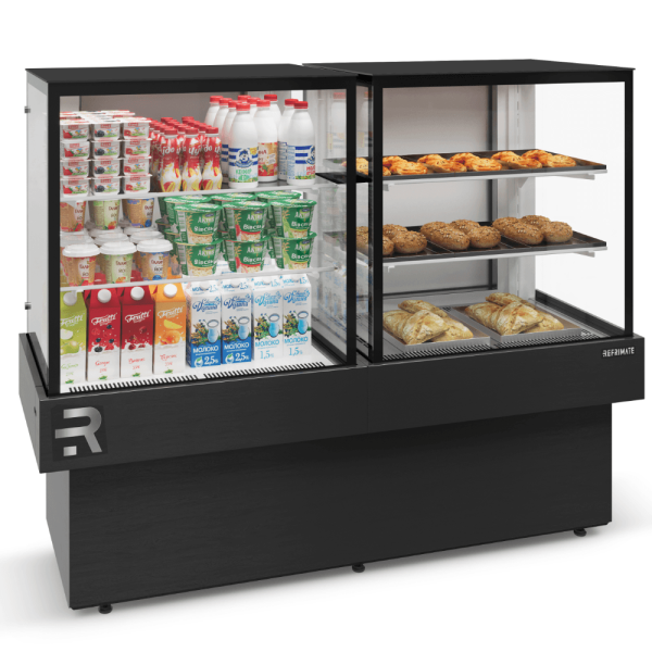Encontraproduto.com.br - Vitrine Confeitaria Vanguard Plus Dupla  CVPDRQ Refrimate - Dupla Função Quente/Frio Elegante c/ Iluminação LED Vidro Temperado