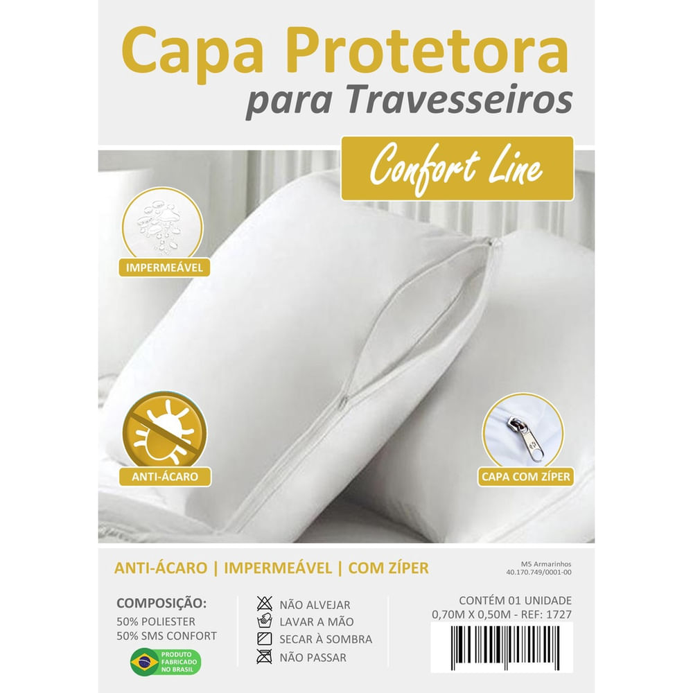 Kit 4 Capas Protetor Travesseiro Impermeável sms Super Confort Line Branco
