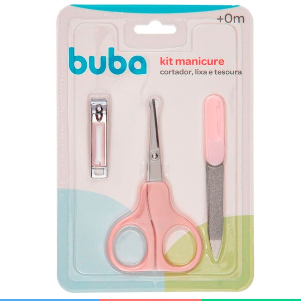 Encontraproduto.com.br - Kit Manicure Infantil Bebê Com Cortador de Unha Lixa e Tesoura A Partir do Nascimento Buba