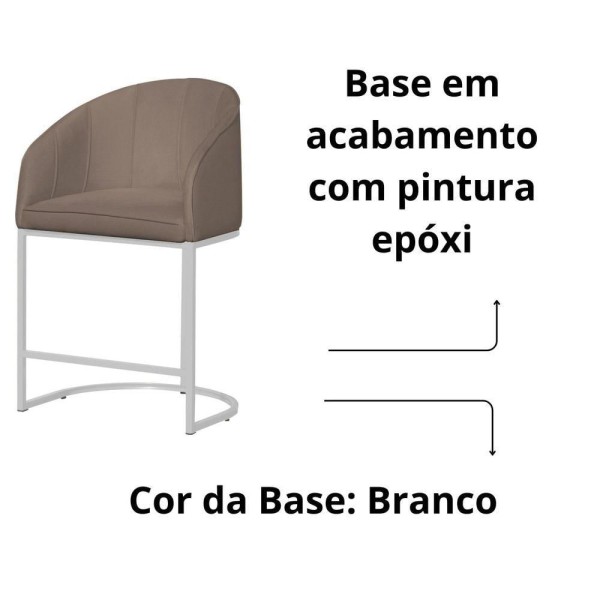 Encontraproduto.com.br - Banco Banqueta Alta Poltrona Mia Base De Metal Branca Suede Capuccino