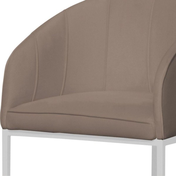 Encontraproduto.com.br - Banco Banqueta Alta Poltrona Mia Base De Metal Branca Suede Capuccino
