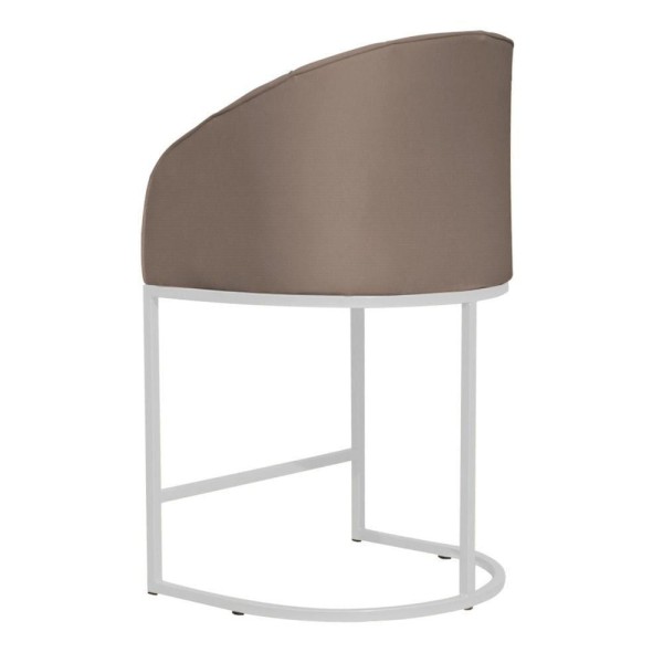 Encontraproduto.com.br - Banco Banqueta Alta Poltrona Mia Base De Metal Branca Suede Capuccino