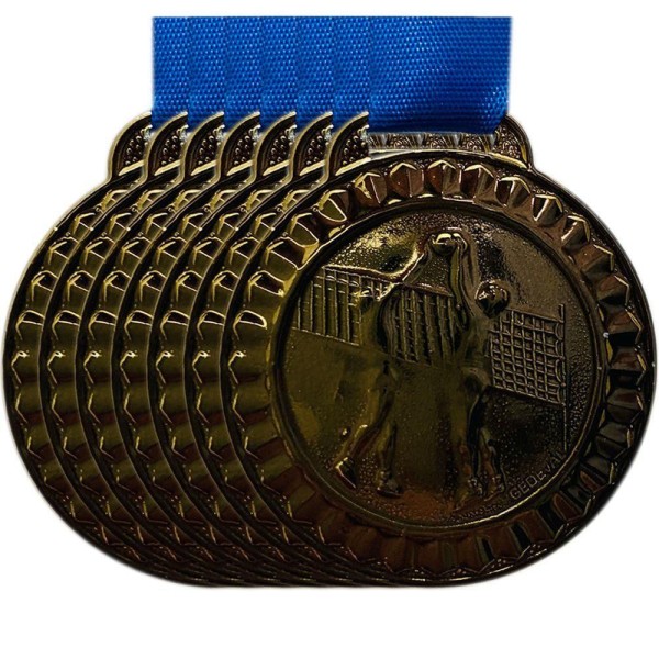 Kit 21un Medalhas De Metal Esporte Vôlei 4,5cm Com Fita Azul bronze