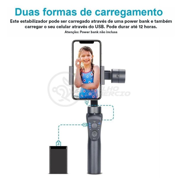 Encontraproduto.com.br - Estabilizador De Mão Eletrônico Portátil 3 Eixos Bluetooth
