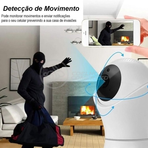 Encontraproduto.com.br - Câmera Ip C360 De Segurança Wifi 2 Antenas Robô Hd 1080P Sem Fio 360º Áudio Visão Noturna - 8165Hp