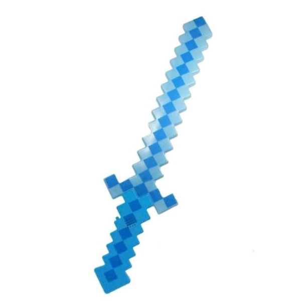 Encontraproduto.com.br - Brinquedo Espada Pixel 58Cm Diamante Som E Luz À Pilha Azul