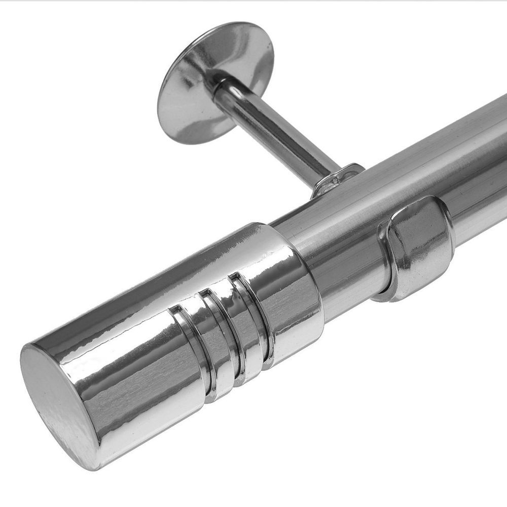 Encontraproduto.com.br - Kit Varão De Cortina 28Mm 3M Ponteira Cilíndrica Couselo Cromado