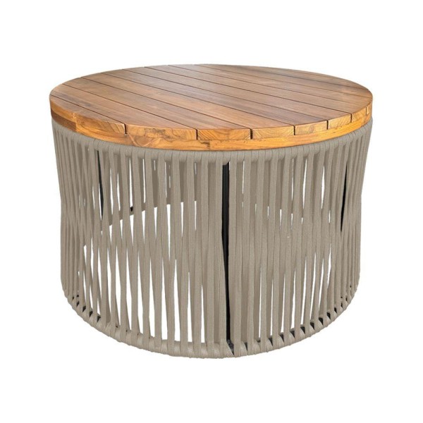Encontraproduto.com.br - Mesa De Centro Berlim Alumínio Corda Náutica Areia - Bege
