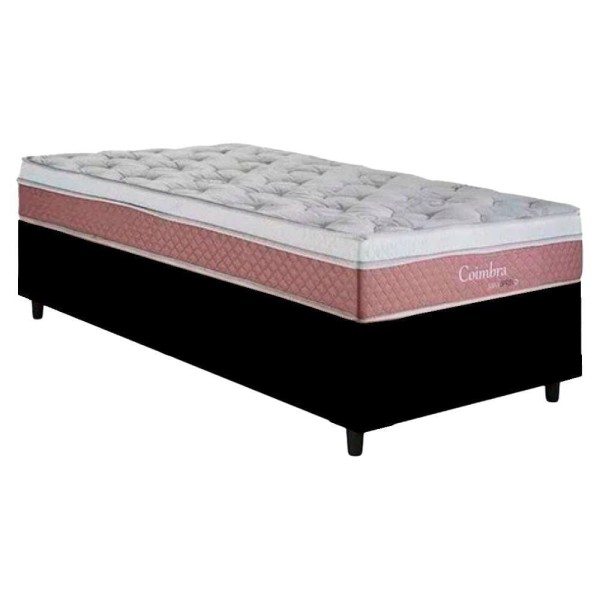 Encontraproduto.com.br - Cama Box Solteiro + Colchão Herval Coimbra Molas Maxspring 88x188x65 Suede Preto