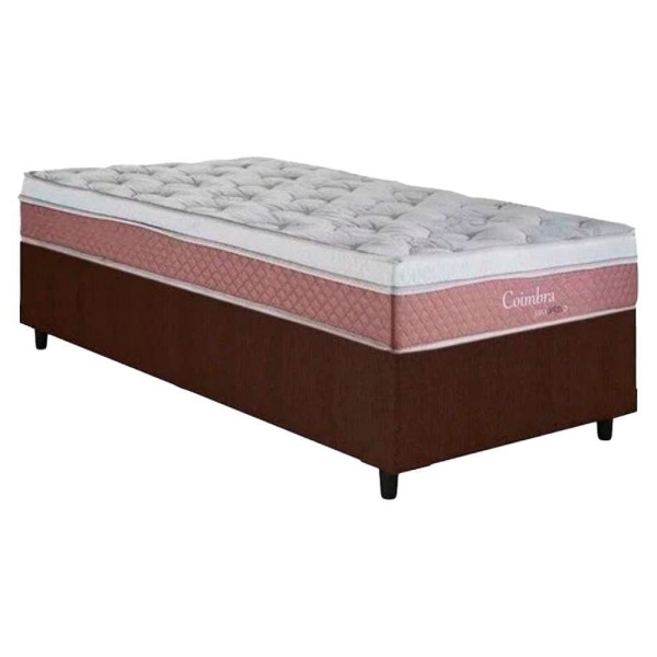 Cama Box Solteiro + Colchão Herval Coimbra Molas Maxspring 88x188x65 Suede Marrom