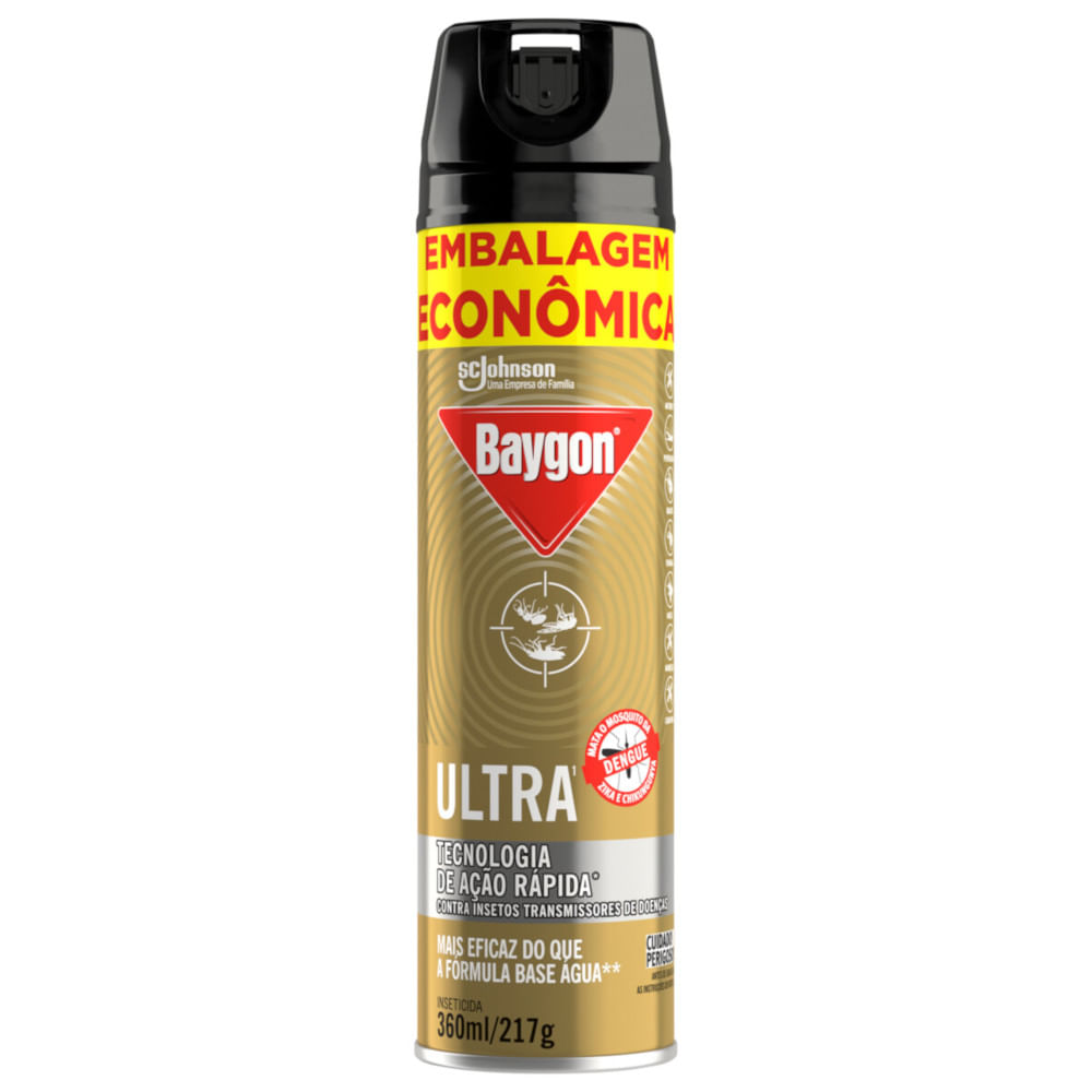 Encontraproduto.com.br - Inseticida Aerossol Baygon Ultra Embalagem Econômica 360ml