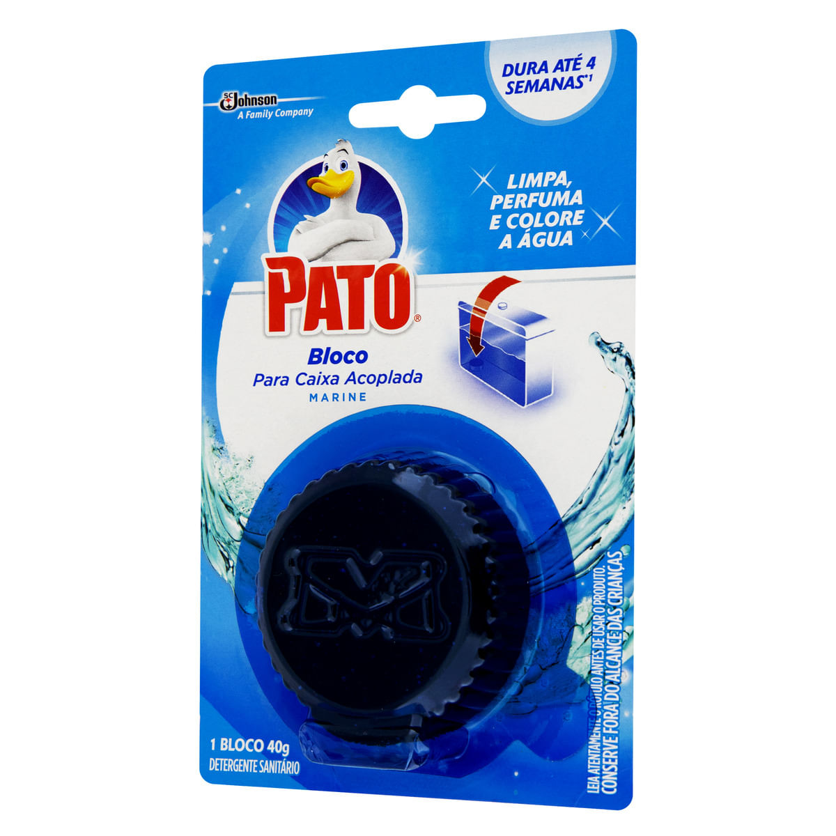 Encontraproduto.com.br - Desodorizador Sanitário Pato Bloco p/ Caixa Acoplada Marine 40g