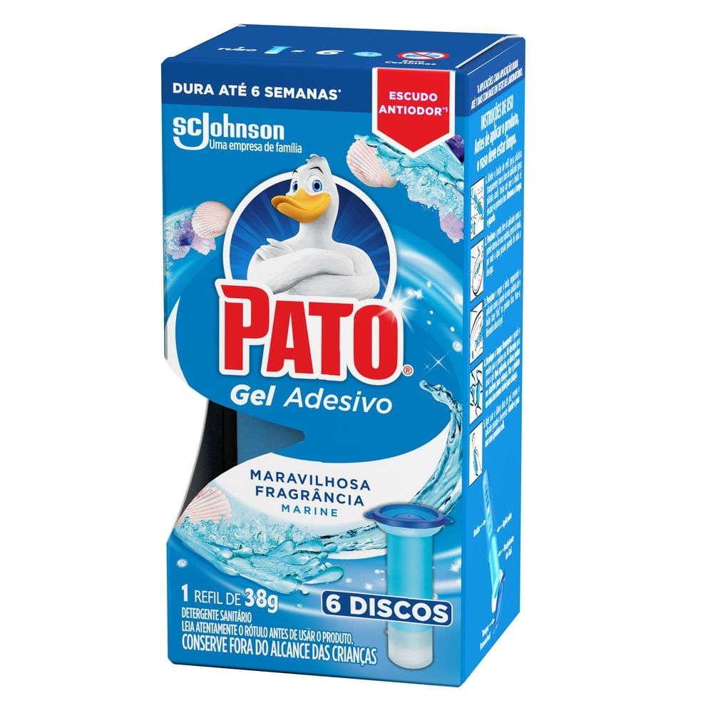 Encontraproduto.com.br - Desodorizador Sanitário Pato Bloco p/ Caixa Acoplada Marine 40g