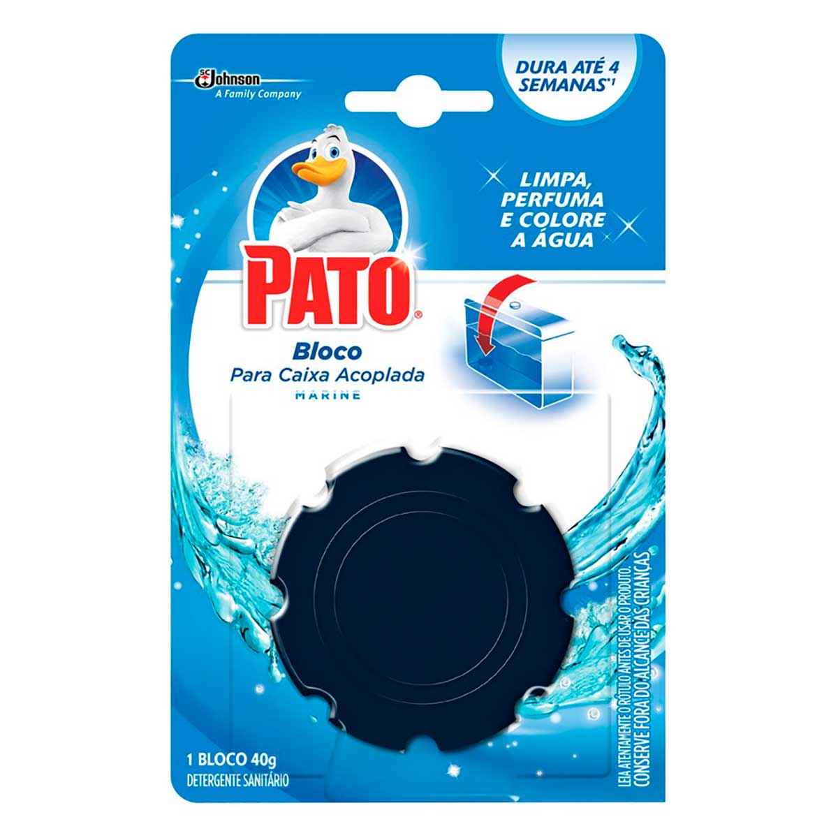 Encontraproduto.com.br - Desodorizador Sanitário Pato Bloco p/ Caixa Acoplada Marine 40g