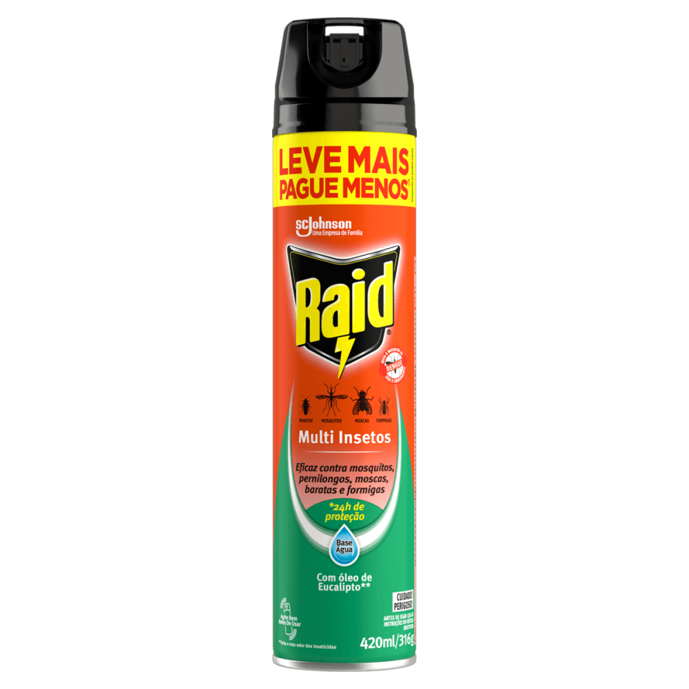 Encontraproduto.com.br - Inseticida Aerossol Raid Óleo De Eucalipto Lv+Pg- 420ml