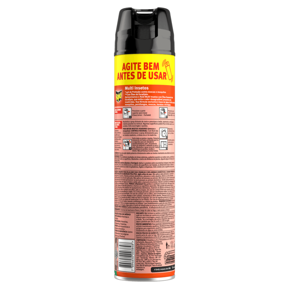 Encontraproduto.com.br - Inseticida Aerossol Raid Óleo De Eucalipto Lv+Pg- 420ml