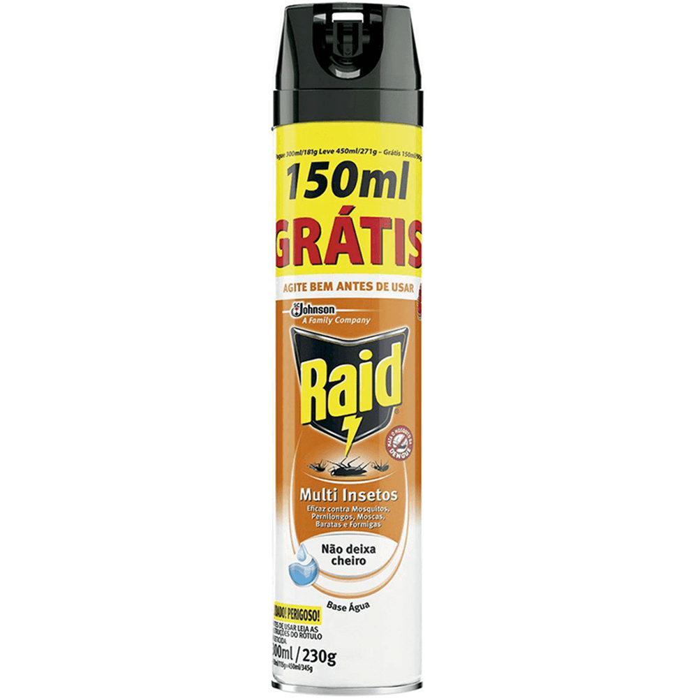 Encontraproduto.com.br - Inseticida Raid Multi Insetos Base Água 300ml + 150ml Grátis