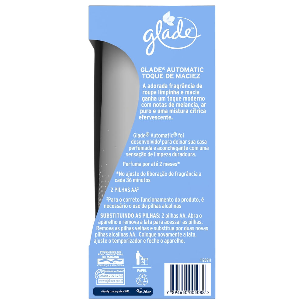 Encontraproduto.com.br - Aparelho e Odorizador de Ambiente Toque de Maciez Glade Automatic Caixa 269ml