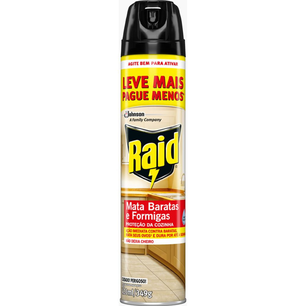 Encontraproduto.com.br - Inseticida Aerossol Raid Mata Baratas E Formigas Lv+Pg- 420ml