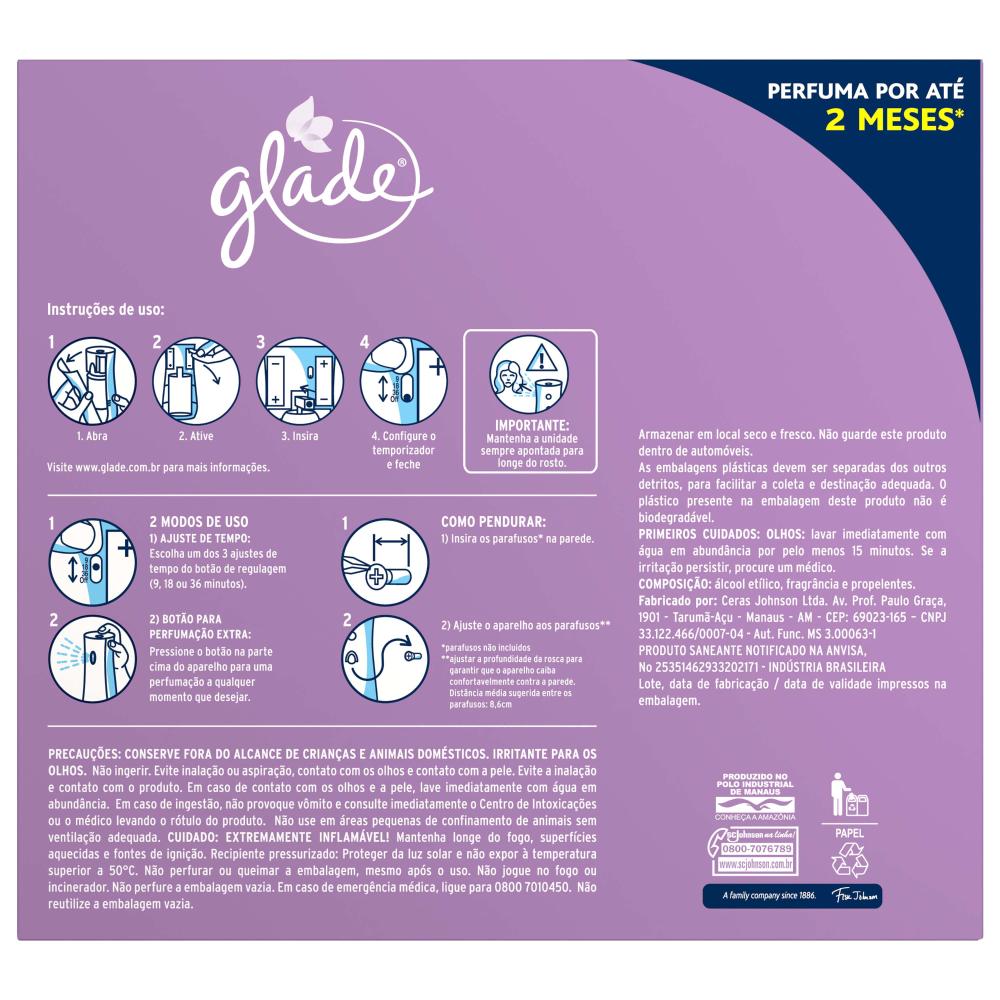 Encontraproduto.com.br - Odorizador De Ambiente Glade Automatic + 2 Refis Lavanda E Vanilla 269ml